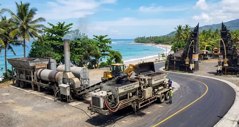 Mesin Aspal Mobile Disiapkan Percepat Jalan Nusa Penida